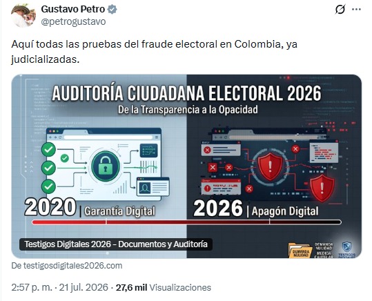 PETRO FORMALIZA DEMANDA DOCUMENTADA QUE PODRÍA FRENAR TOMA DE POSESIÓN DE LA ASPRILLA EN COLOMBIA